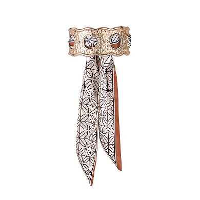 Emberly Gold Tone Cuff Bracelet with Woven Fabric