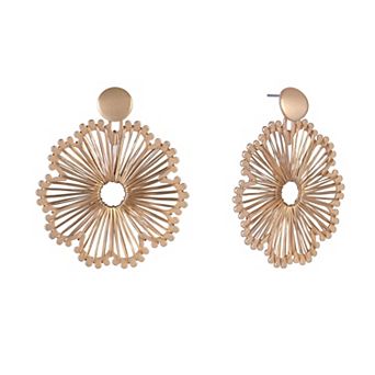 Emberly Gold Tone Filigre Flower Earrings