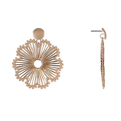Emberly Gold Tone Filigre Flower Earrings