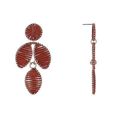 Emberly Gold Tone Raffia Wrapped Chandelier Earrings