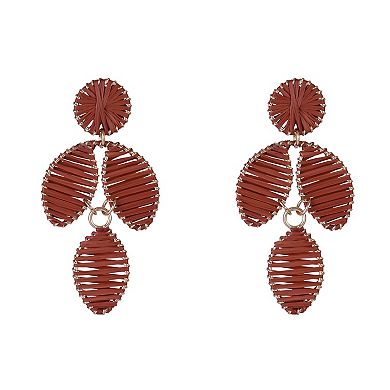 Emberly Gold Tone Raffia Wrapped Chandelier Earrings