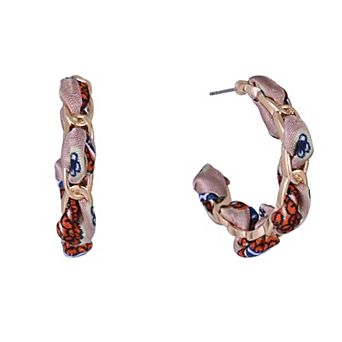 Emberly Gold Tone Hoop Earrings with Threaded Fabric