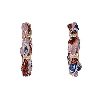 Emberly Gold Tone Hoop Earrings with Threaded Fabric
