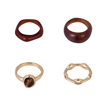 Emberly Gold-Tone Acrylic Ring Set