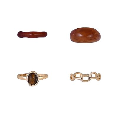 Emberly Gold-Tone Acrylic Ring Set
