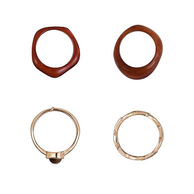 Emberly Gold-Tone Acrylic Ring Set