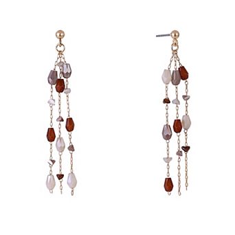 Emberly Gold Tone Assorted Bead Linear Earrings
