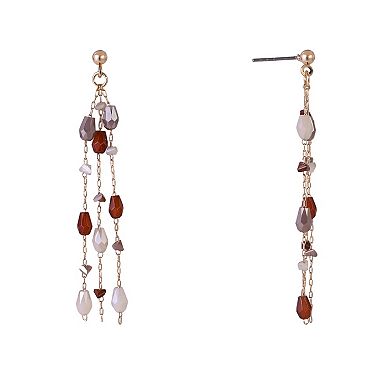 Emberly Gold Tone Assorted Bead Linear Earrings