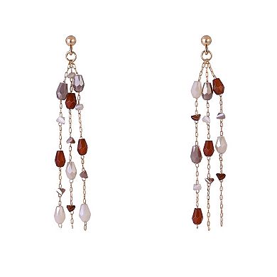 Emberly Gold Tone Assorted Bead Linear Earrings