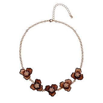 Emberly Gold Tone Flower Collar Necklace