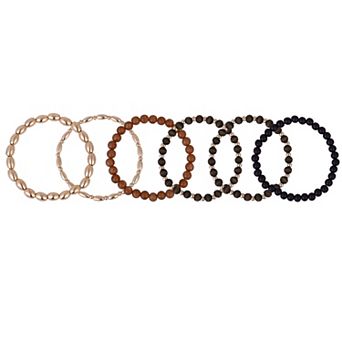 Emberly Gold Tone 6 pc Wood Bead Stretch Bracelet Set