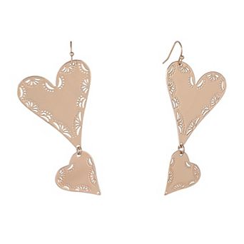 Emberly Gold Tone Textured Heart Earrings