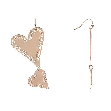Emberly Gold Tone Textured Heart Earrings