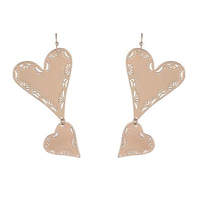 Emberly Gold Tone Textured Heart Earrings