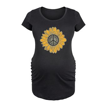 Maternity Peace Sign Sunflower Graphic Tee