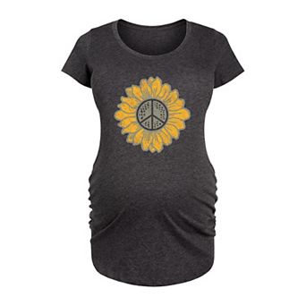 Maternity Peace Sign Sunflower Graphic Tee