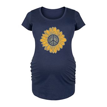 Maternity Peace Sign Sunflower Graphic Tee