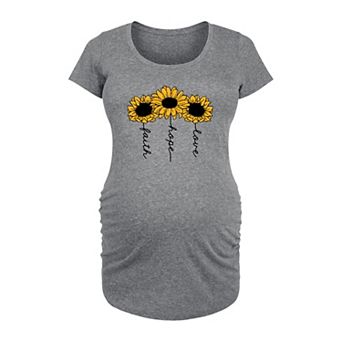 Maternity Faith Hope Love Sunflowers Graphic Tee