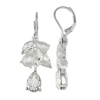 You're Invited Silver-Tone Simulated Pearl Double Drop Earrings