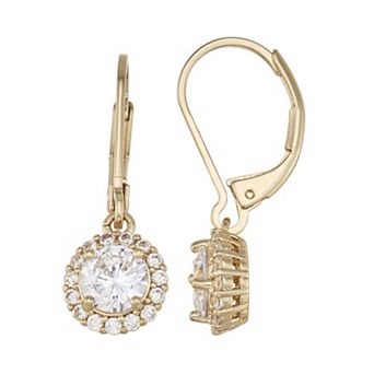 You're Invited Gold Tone Cubic Zirconia Single Drop Earrings