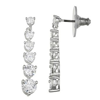 You're Invited Silver Tone Cubic Zirconia Linear Earrings