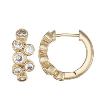 You're Invited Gold Tone Cubic Zirconia Huggie Earrings