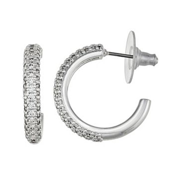 You're Invited Silver Tone Cubic Zirconia Hoop Earrings