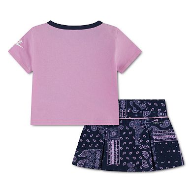 Toddler Girls Nike Retro Remix Tee & Dri-FIT Paisley Skort 2-Piece Set