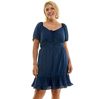 Juniors' Plus Size Lily Rose Puff Sleeve Mini Dress