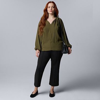Plus Size Simply Vera Vera Wang Studded Shirred Blouse