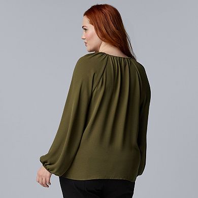 Plus Size Simply Vera Vera Wang Studded Shirred Blouse