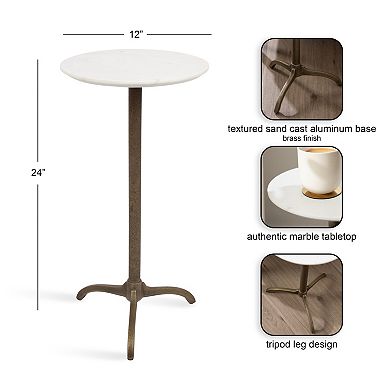 Henshall Marble and Metal Round Side Table