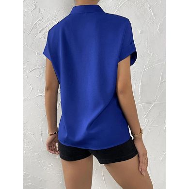 Women's Short Sleeve Button Down Shirt Casual Tops
