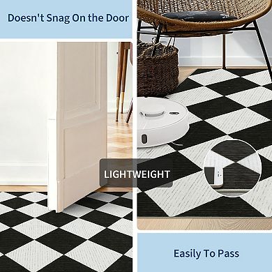 FairOnly Modern Diamond Grid Geometric Area Rug Machine Washable Non Slip for Bedroom Dining Room