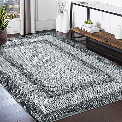 FairOnly Geometric Area Rug Non Slip Low Pile Machine Washable Rug for Kitchen Bedroom Hallway