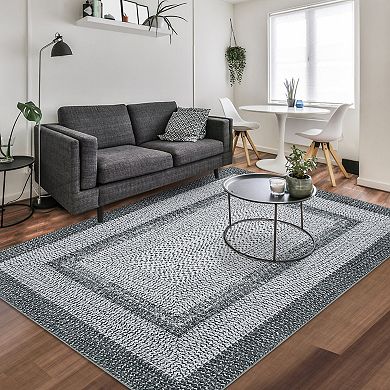 FairOnly Geometric Area Rug Non Slip Low Pile Machine Washable Rug for Kitchen Bedroom Hallway