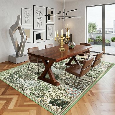 FairOnly Modern Pastoral Area Rug for Bedroom Machine Washable Non Slip Floor Mat for Home Decor