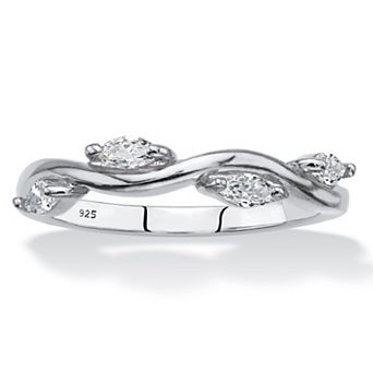 .40 ct w Marquise-Cut .925 Sterling Silver Cubic Zirconia Vine Ring