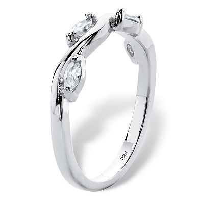 .40 Cttw Marquise-Cut .925 Sterling Silver Cubic Zirconia Vine Ring