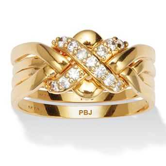 .27 TCW Round Cubic Zirconia 14k Yellow Gold-plated Puzzle Ring
