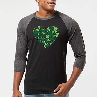 Clover Heart - Men's Raglan Baseball Word Art T-Shirt