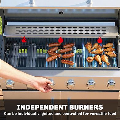 Outsunny 6 Burner Propane Gas Grill, Barbecue Grill with Side Burner