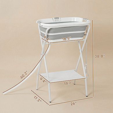 PawHut Dog Bath Tub Dog Washing Station Elevated Foldable