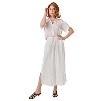 Jessica London Women's Plus Size Cotton Gauze Camp Shirt