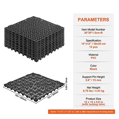 VEVOR 12 Pack 12" x 12" Modular Interlocking Cushion for Restroom, Bathroom, Kitchen, Pool