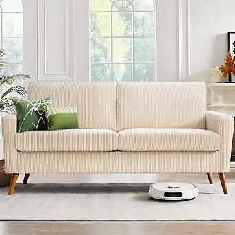 Opoiar 68" Corduroy Loveseat Sofa Mid-Century Modern with Spring Cushion