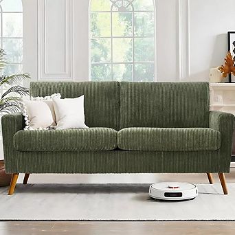 Opoiar 68" Corduroy Loveseat Sofa Mid-Century Modern with Spring Cushion