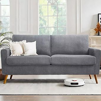 Opoiar 68" Corduroy Loveseat Sofa Mid-Century Modern with Spring Cushion