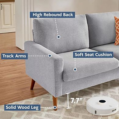 Opoiar 68" Linen Loveseat Sofa Mid-Century Modern with Spring Cushion