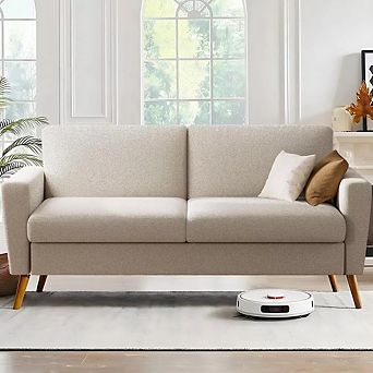 Opoiar 68" Linen Loveseat Sofa Mid-Century Modern with Spring Cushion